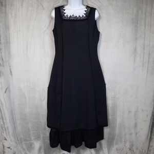Handmade Dress Black Embroidered Sheer Overlay Womens Medium‎ Gothic Whimsigoth